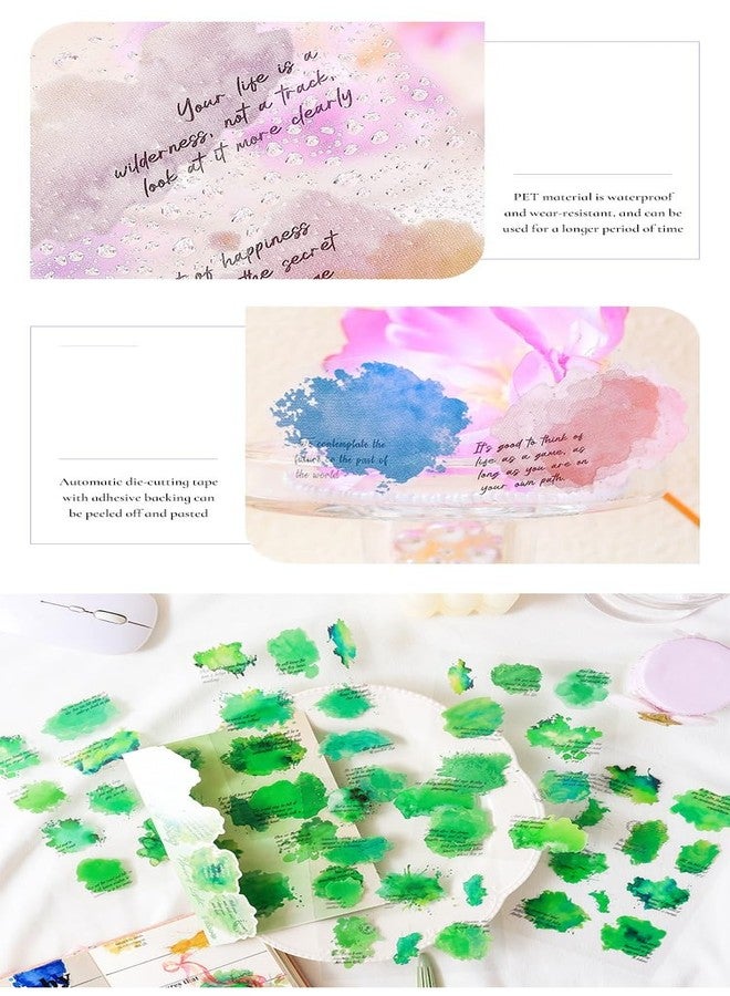SAMVARDHAN Watercolor Abstract PET Stickers Set (36 Sheets) | Aesthetic Ink Wash & Color Splash Stickers | Journaling, Scrapbooking & Planner Decoration,Pack of 6 - Image 4